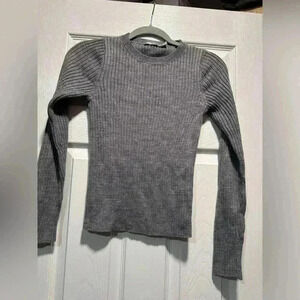 ASOS Women’s Gray Ribbed Knit Sweater, Size 4 Small, Capsule Wardrobe, Classic